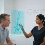 Surgeon performing minimally invasive spine fusion surgery in Lewisville TX operating room