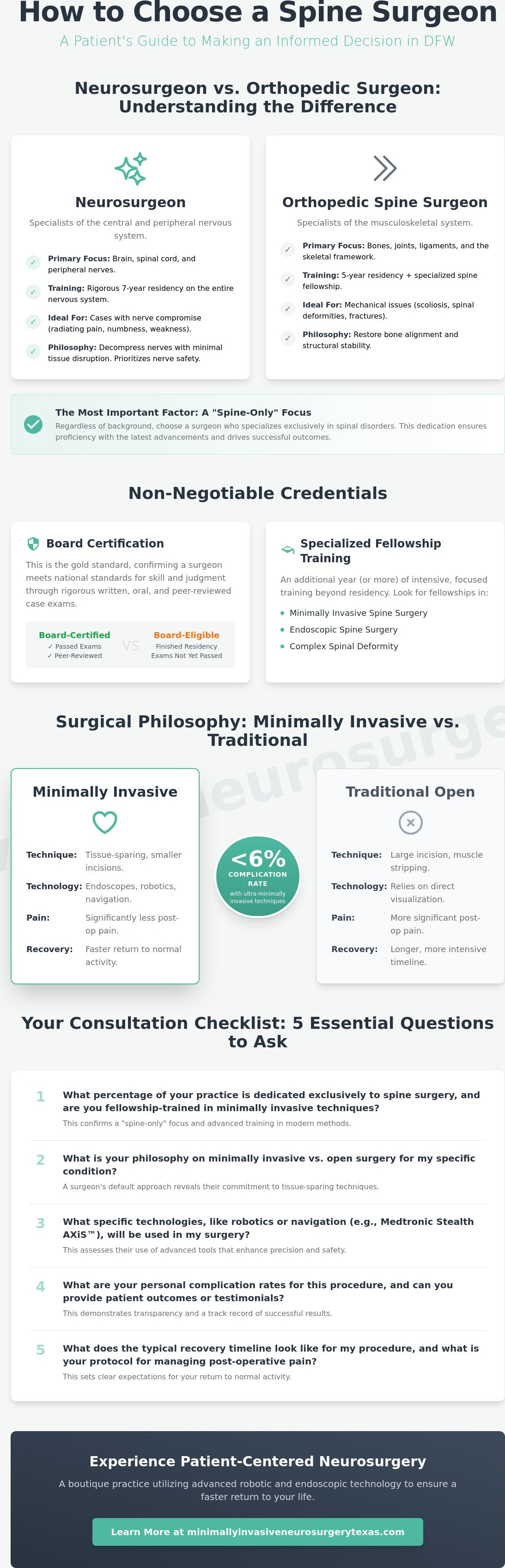 How to Choose a Spine Surgeon in DFW: A Patient’s Guide to Quality Care in 2026