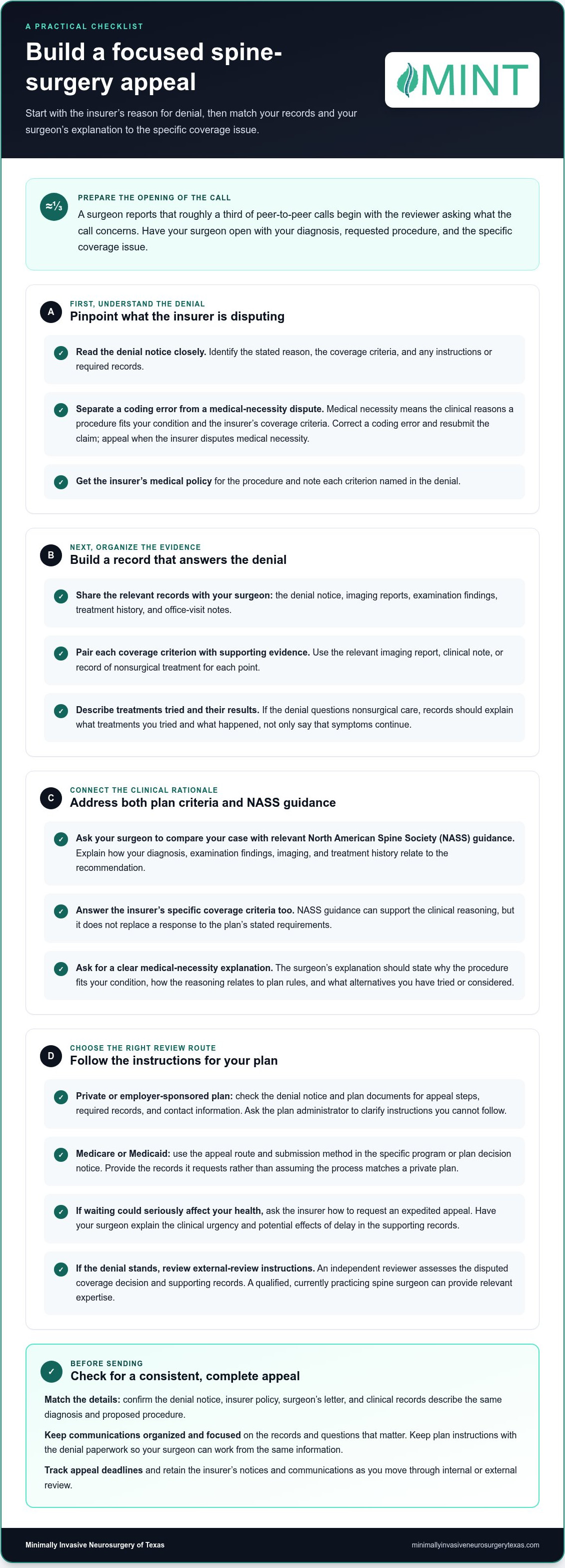 How to Appeal a Spine Surgery Denial Using NASS Guidelines